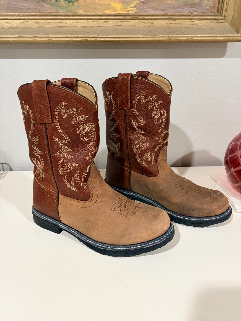 Brown Leather Smokey Mountain Boots, youth size.
